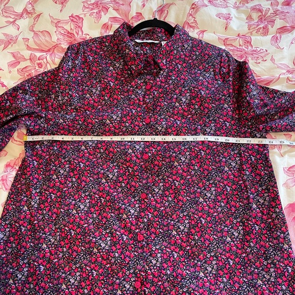 🏝️Big $10 Sale🏝️Isaac Mizrahi Live Floral Button Down Blouse - Picture 5 of 8